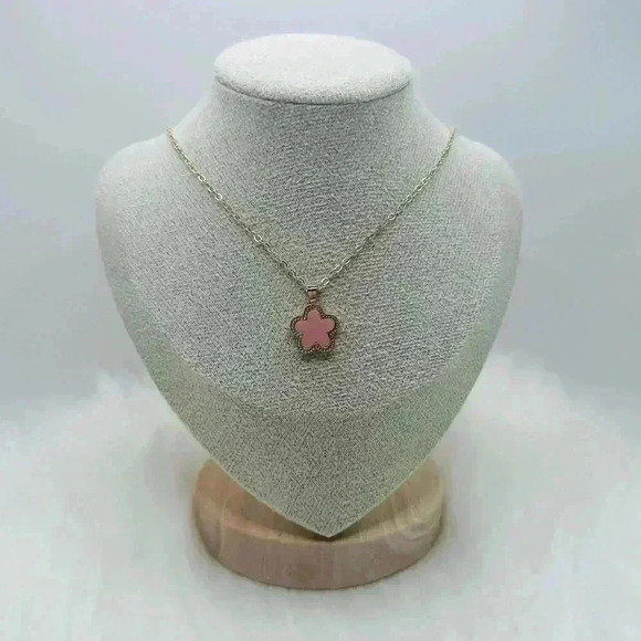Chrystelle Pink Flower Necklace & Earring Set - Picture 6 of 7